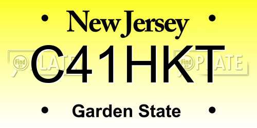 C41HKT New Jersey License Plate
