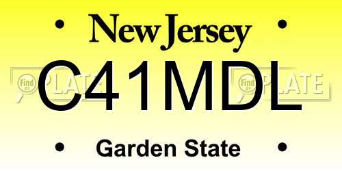 C41MDL New Jersey License Plate