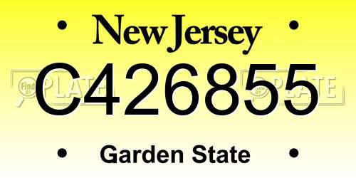 C426855 New Jersey License Plate