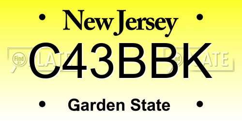 C43BBK New Jersey License Plate