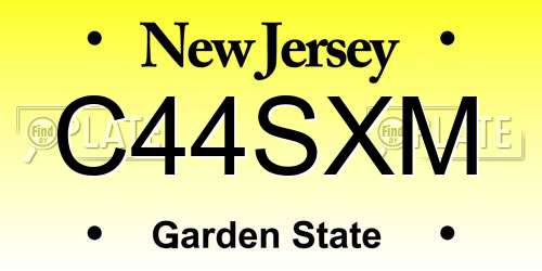 C44SXM New Jersey License Plate