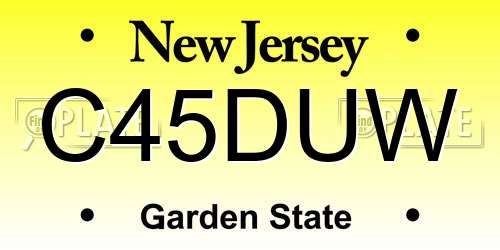 C45DUW New Jersey License Plate