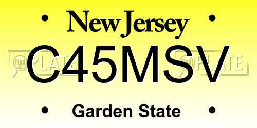 C45MSV New Jersey License Plate