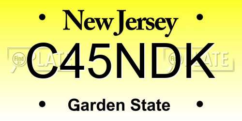 C45NDK New Jersey License Plate