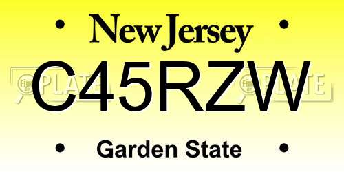 C45RZW New Jersey License Plate