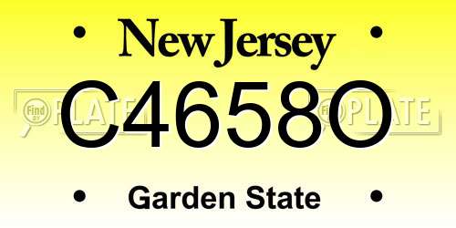 C4658O New Jersey License Plate