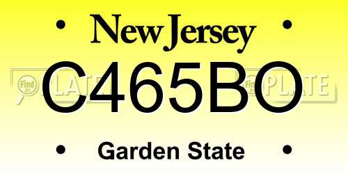 C465BO New Jersey License Plate