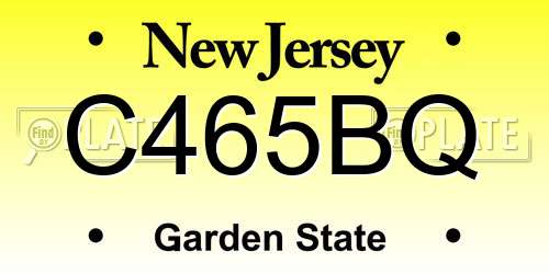 C465BQ New Jersey License Plate