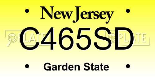 C465SD New Jersey License Plate