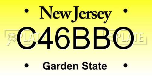 C46BBO New Jersey License Plate