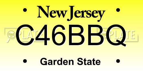 C46BBQ New Jersey License Plate