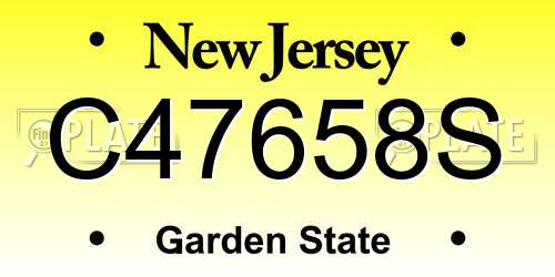 C47658S New Jersey License Plate