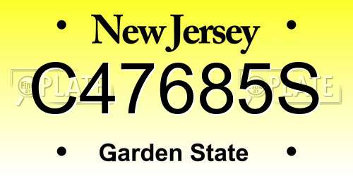 C47685S New Jersey License Plate