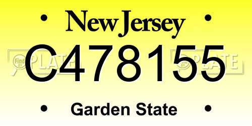 C478155 New Jersey License Plate