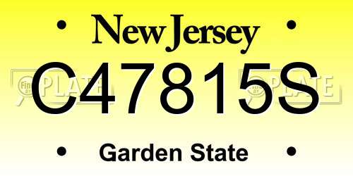 C47815S New Jersey License Plate