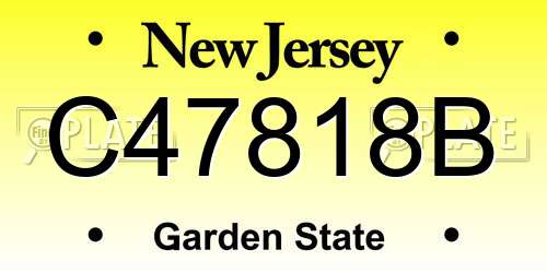 C47818B New Jersey License Plate