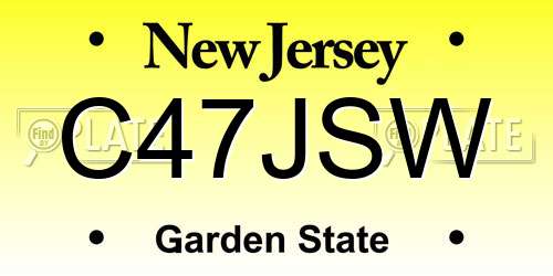 C47JSW New Jersey License Plate