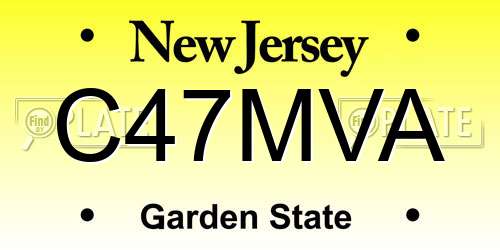 C47MVA New Jersey License Plate