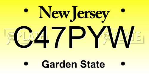 C47PYW New Jersey License Plate