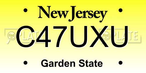 C47UXU New Jersey License Plate