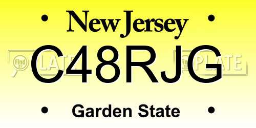 C48RJG New Jersey License Plate
