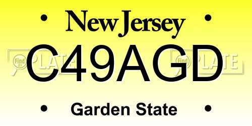 C49AGD New Jersey License Plate
