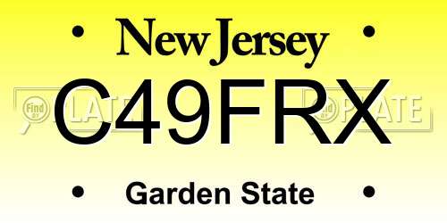 C49FRX New Jersey License Plate