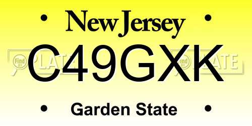 C49GXK New Jersey License Plate