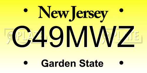 C49MWZ New Jersey License Plate