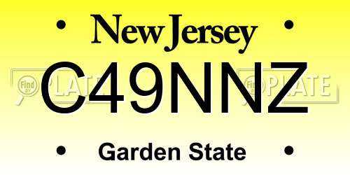 C49NNZ New Jersey License Plate