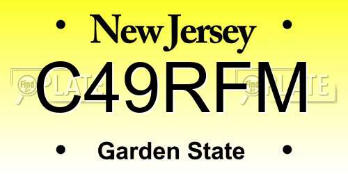 C49RFM New Jersey License Plate