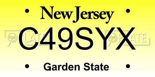 C49SYX New Jersey License Plate