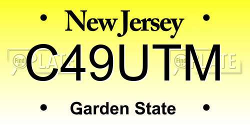 C49UTM New Jersey License Plate