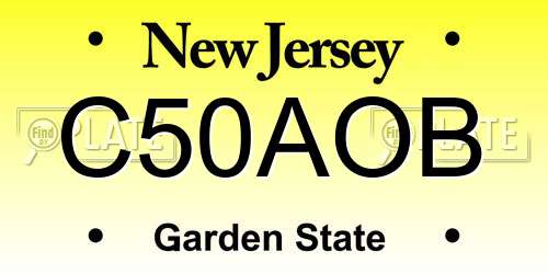 C50AOB New Jersey License Plate