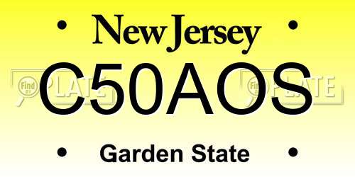 C50AOS New Jersey License Plate