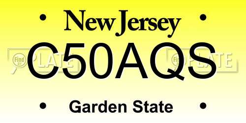 C50AQS New Jersey License Plate