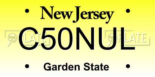 C50NUL New Jersey License Plate