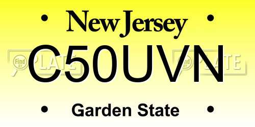 C50UVN New Jersey License Plate