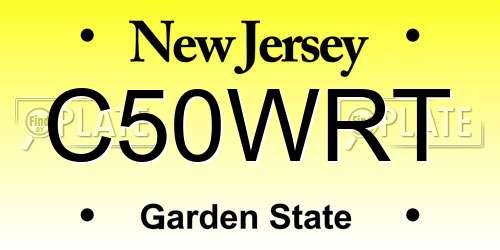 C50WRT New Jersey License Plate