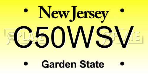 C50WSV New Jersey License Plate