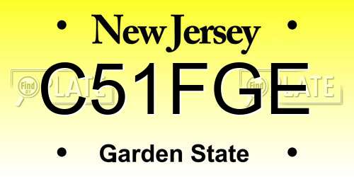 C51FGE New Jersey License Plate
