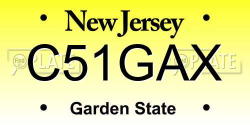 C51GAX New Jersey License Plate