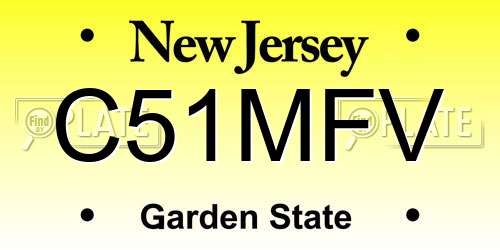 C51MFV New Jersey License Plate