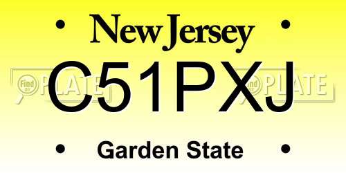 C51PXJ New Jersey License Plate