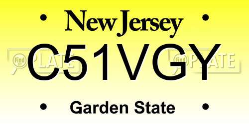 C51VGY New Jersey License Plate