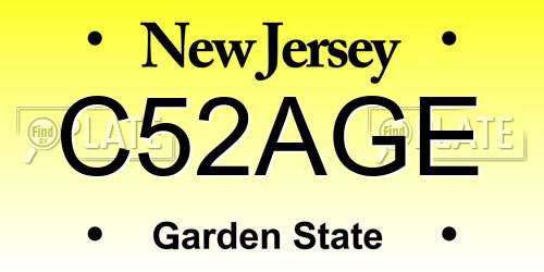 C52AGE New Jersey License Plate