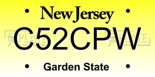 C52CPW New Jersey License Plate