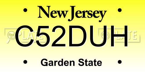 C52DUH New Jersey License Plate