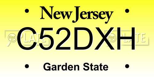 C52DXH New Jersey License Plate