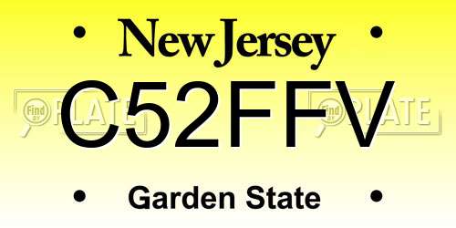 C52FFV New Jersey License Plate